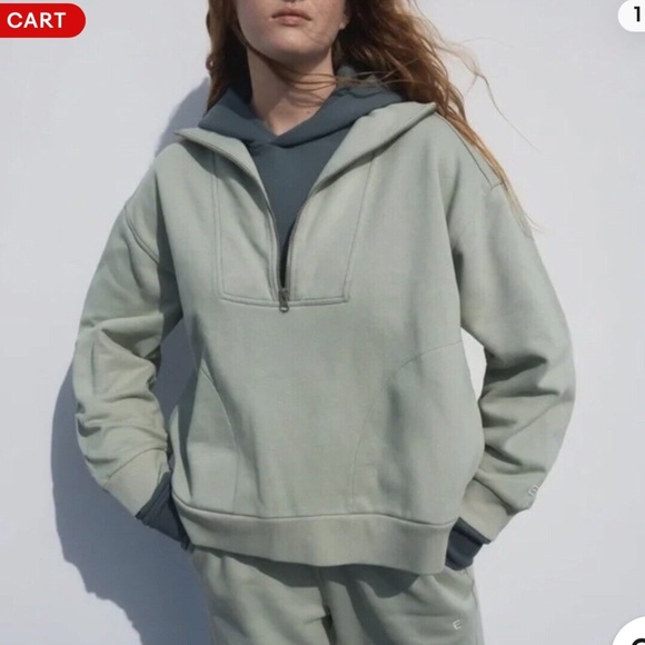 Everlane Tops - Everlane The Track Half-Zip Pullover in stone